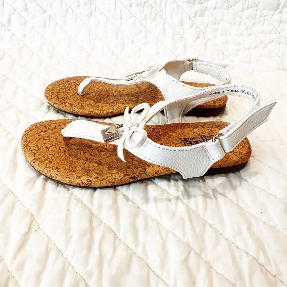 Michael Kors Little Girls White Sandals sz 10 Thong Sandals